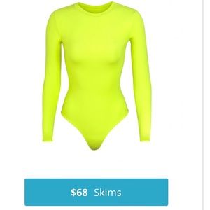 Skims Neon Lime Long Sleeve Bodysuit